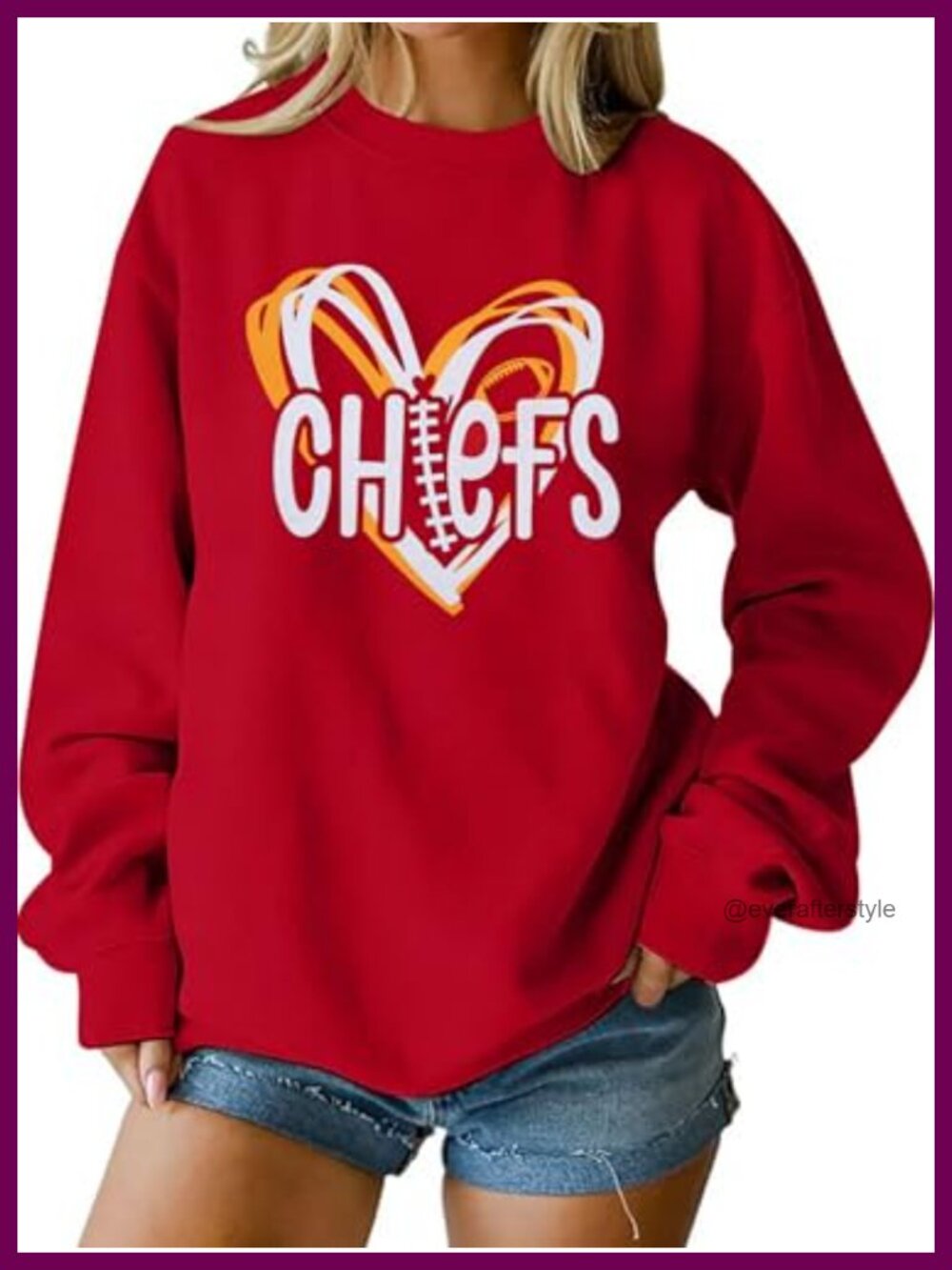 Football Heart Sweatshirt Women Game Day Crewneck Pullover